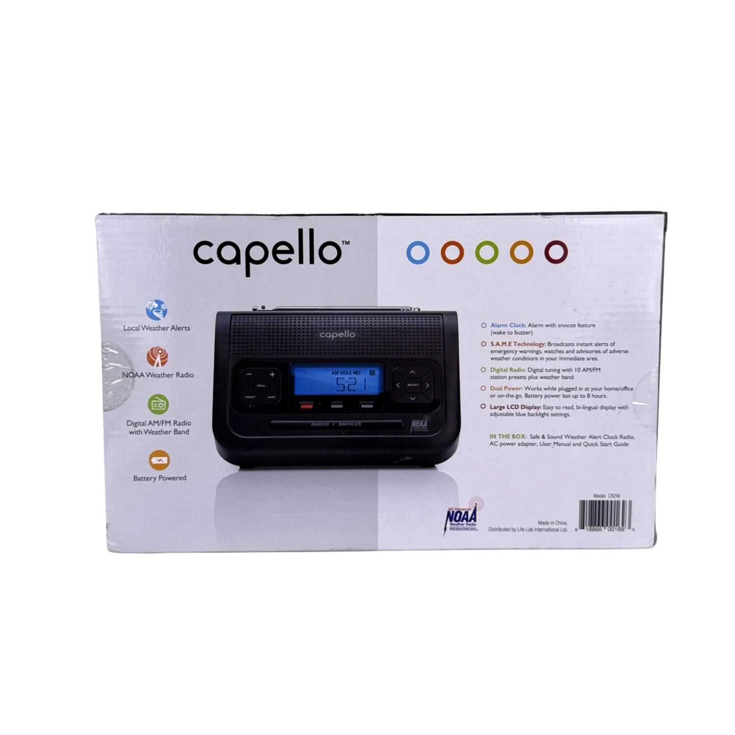 Capello CR2W Safe & Sound Weather Alert Clock Radio NOAA Weather Channels NEW