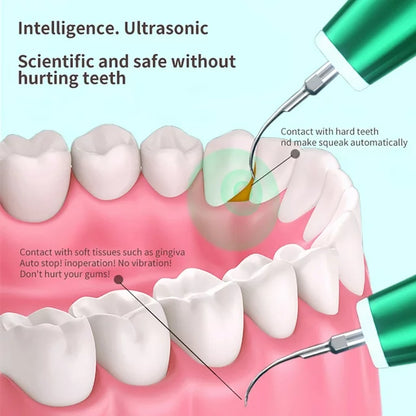 Rechargable Plaque Remover for Teeth Ultrasonic Dental Calculus Remover Teeth Cleaning Kit with LED Light, 5 Adjustable Modes, 3 Replaceable Clean Heads