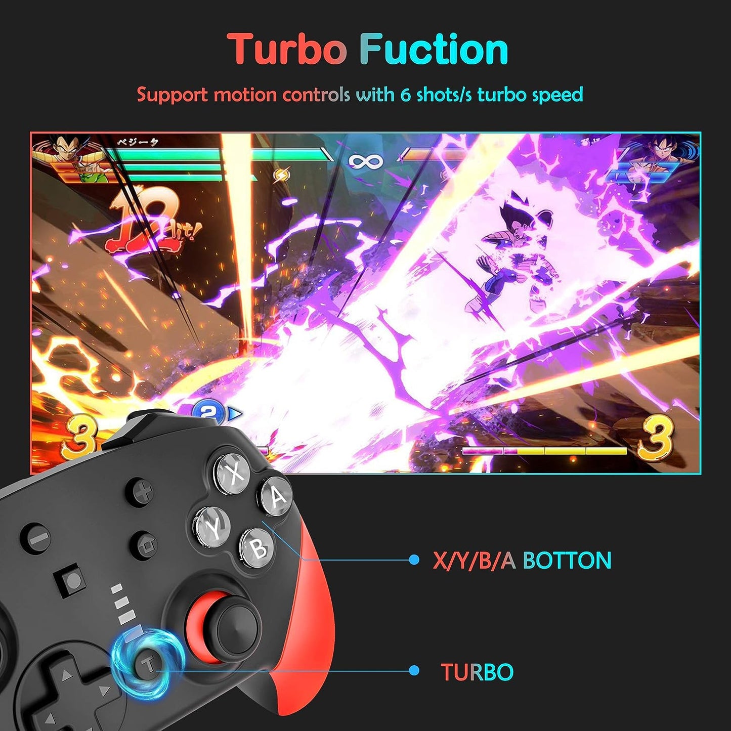 Wireless Pro Controllers for Nintendo Switch, Professional Controller Remote Gamepad Joystick for Switch Controller with Turbo Function, Double Vibration, and 6 Axis-Gyro
