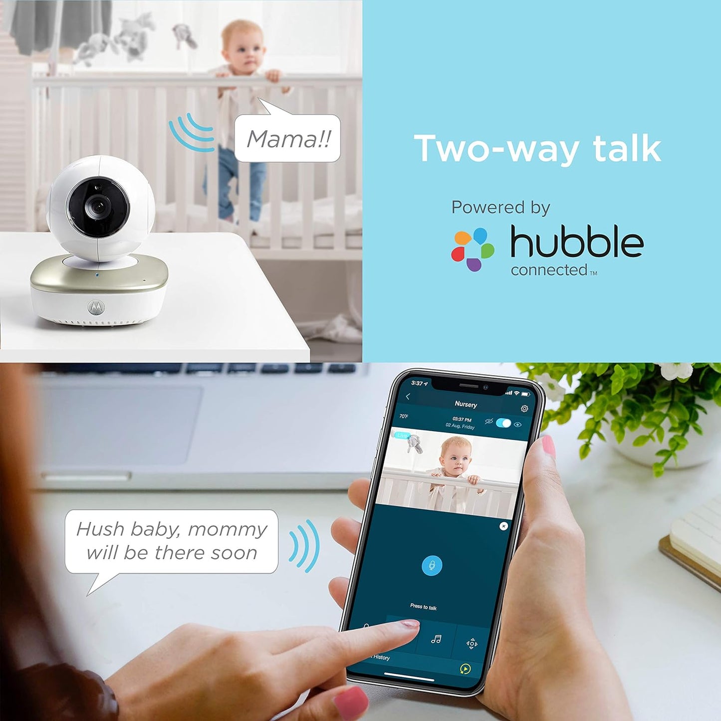 Motorola Smart Nursery Cam Portable Wi-Fi Video Baby Monitor Camera