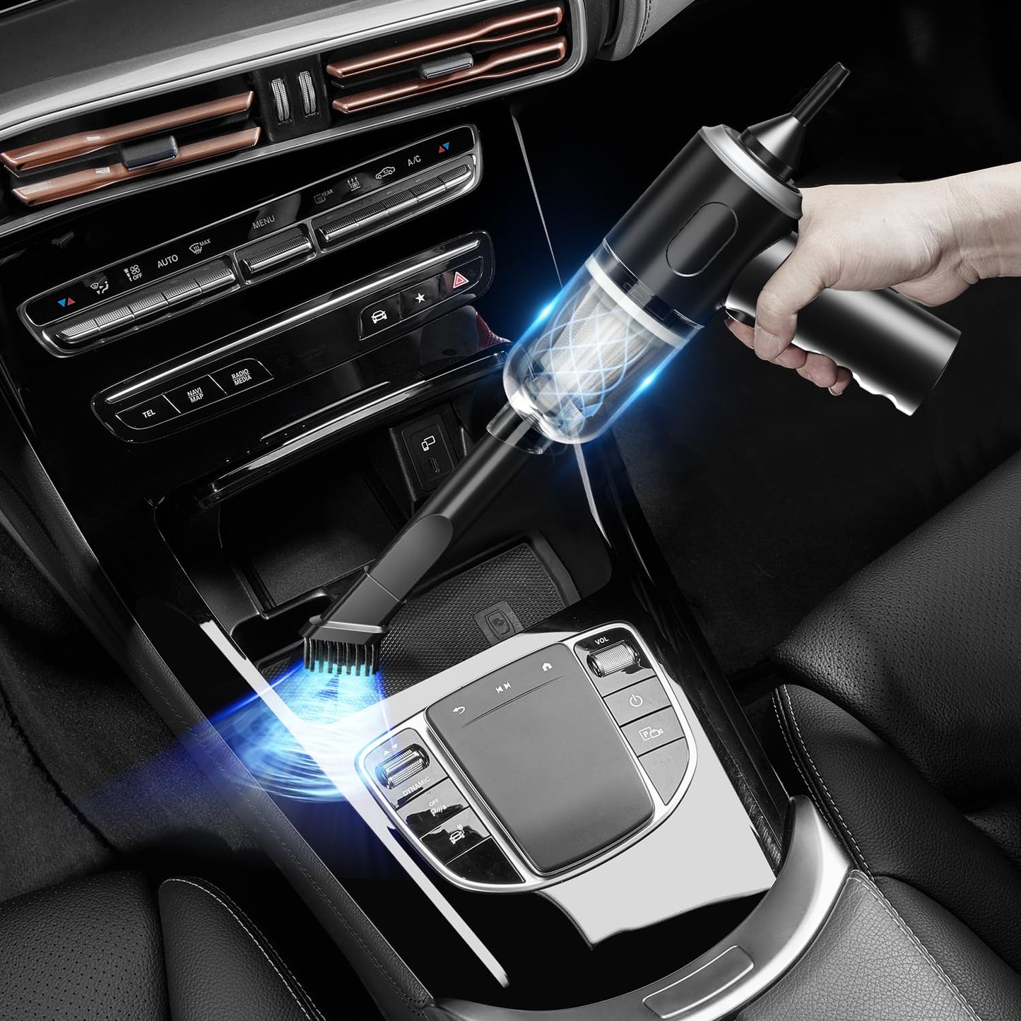 3 in 1 Car Vacuum Cleaner, 12000PA High Power Handheld Vacuum Cordless Portable Mini Vacuum Cleaner Car Accessories, Compressed Air Duster Keyboard Cleaner for Car,Desktop,Pet Hair Cleaning