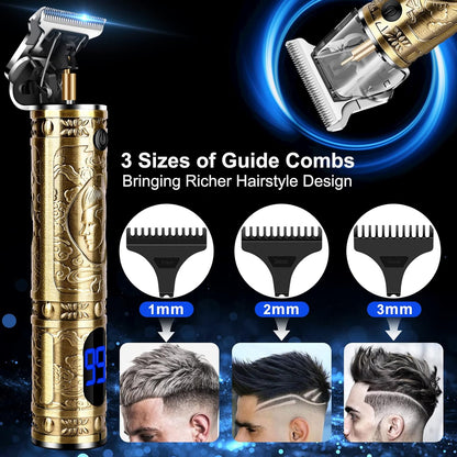 Beard Trimmer Hair Clippers Men, WARMTUYO Professional Electric Head Shavers, Cordless T-Blades Precision Outline Grooming Trimmer, Rechargeable Head Cutter with 3 Guide Combs (Upgraded Version)