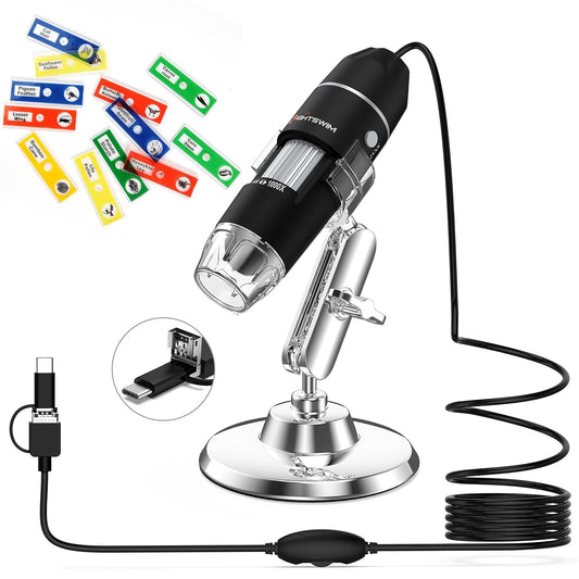 USB Digital Microscope, Lightswim 50x and1000x Mini Pocket Handheld Magnification with HD 1080P 2MP Camera, with 8 LED lights for Smartphone/Tablet/PC (Getting Start up Level, NOT iPhone/iPad, Black)