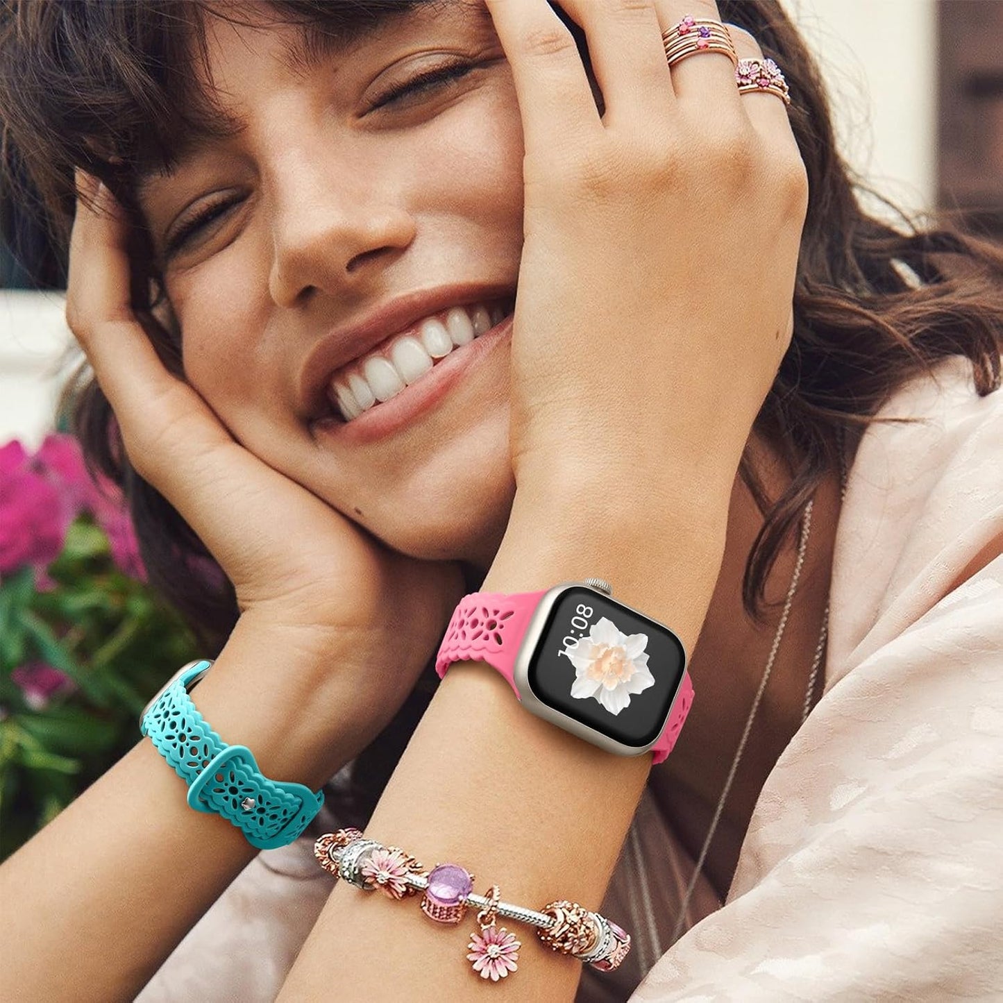 Maledan Bands 3 Pack Compatible with Apple Watch Series 10 9 8 7 6 5 4 3 SE Band for Women, Elegant Silicone Replacement Sport Band for Apple Watch iWatch 42mm 46mm 40mm 41mm 38mm 44mm 45mm Accessories (Copy)