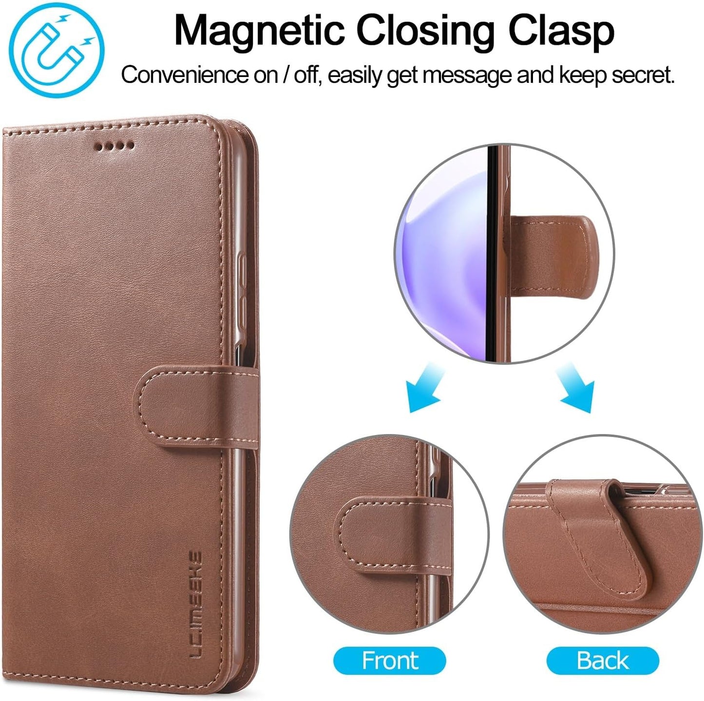 Cell Phone Flip Case Cover Compatible with Xiaomi Mi 11 Lite Wallet Case with Card Holder,[TPU Shockproof Interior Protective Case] [Card Slot] [Kickstand] [Magnetic Closure] Leather Flip Cover(Brown)