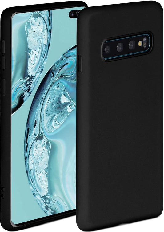 ONEFLOW Phone Case, Soft Case Compatible with Samsung Galaxy S10 Plus Silicone Case with Raised Edge to Protect Screen, Double Layer Soft Phone Case, Matte Onyx-Black