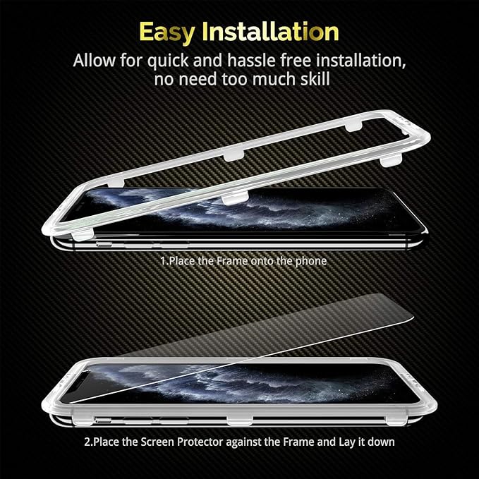 UNBREAKcable 3-Pack Screen Protector for iPhone 11 Pro/iPhone XS/iPhone X, Double Shatterproof Tempered Glass [Easy Installation Frame] [9H Hardness] [HD Clear] [Case Friendly] for iPhone 5.8 inch