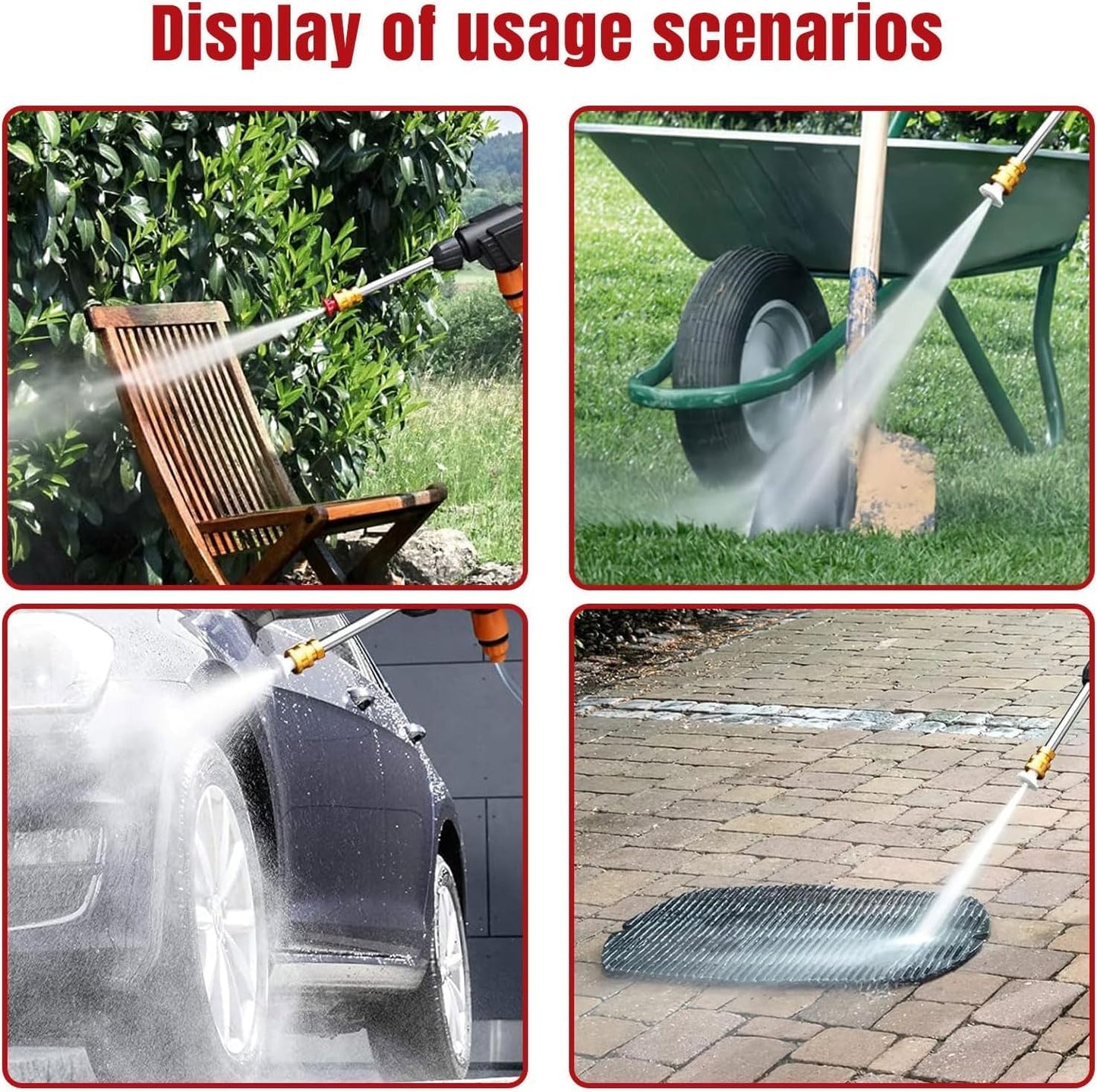 Cordless Pressure Washer Gun, 48V Lithium Battery Power Washer, 500PSI High Pressure Cordless Power Washer, Portable Pressure Washer with 6-in-1 Nozzle, Handheld Power Washer for Car,Garden,Home