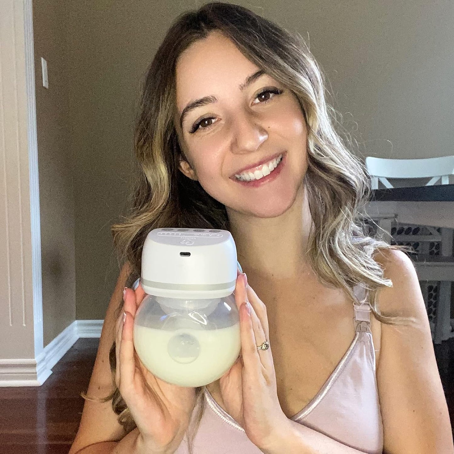 Bellababy Wearable Breast Pump Hands Free Low Noise, Breastfeeding Electric Breast Pump Comes with 24mm Flanges, 4 Modes & 6 Levels Suction, 1PC Gray