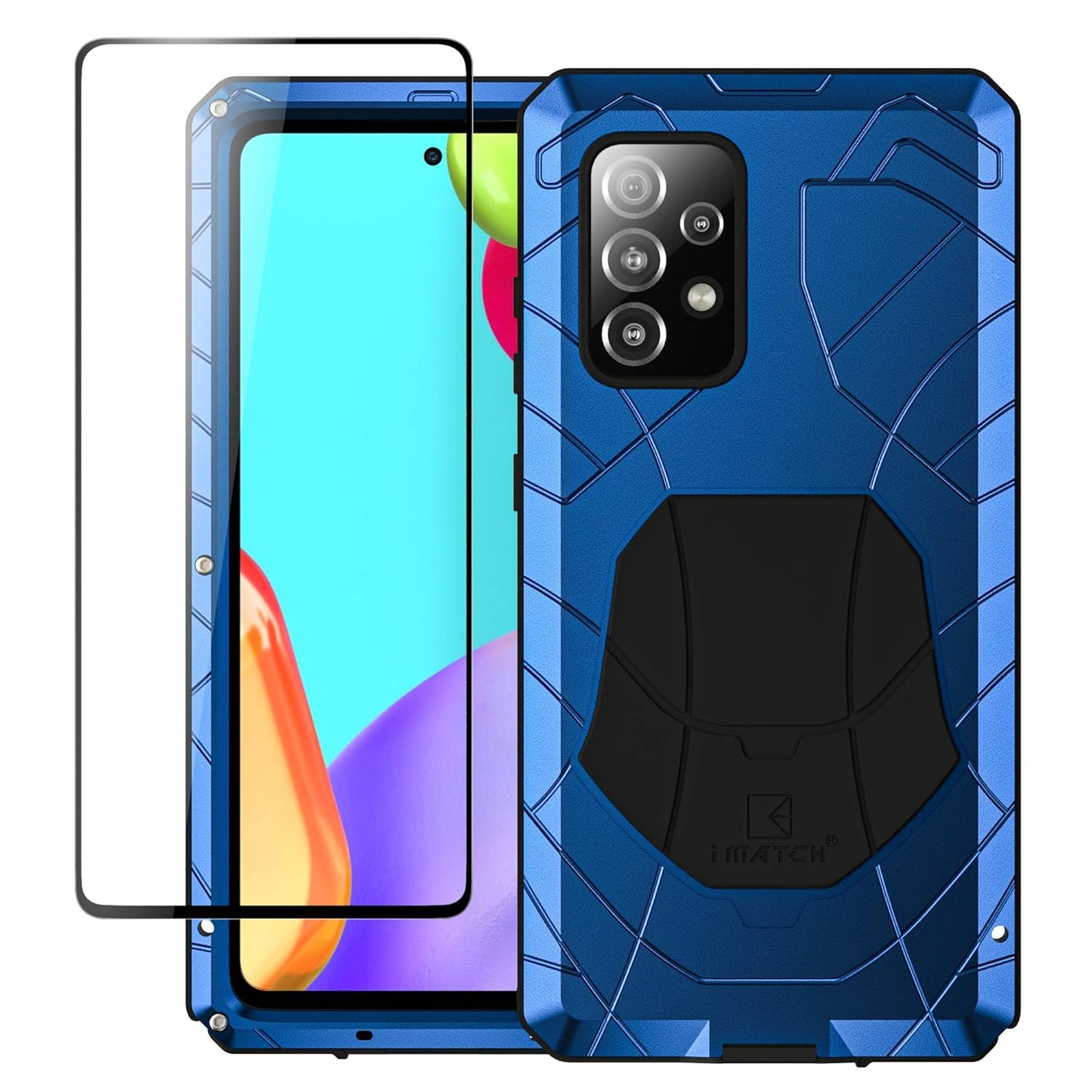 Feitenn Samsung A52 5G Metal Case, Galaxy A52 5G Case Heavy Duty, Hard Cover Armor Military Silicone Bumper Shockproof Defender Rubber Men Gift Screen Protector for Samsung Galaxy A52 5G 2020 - Blue