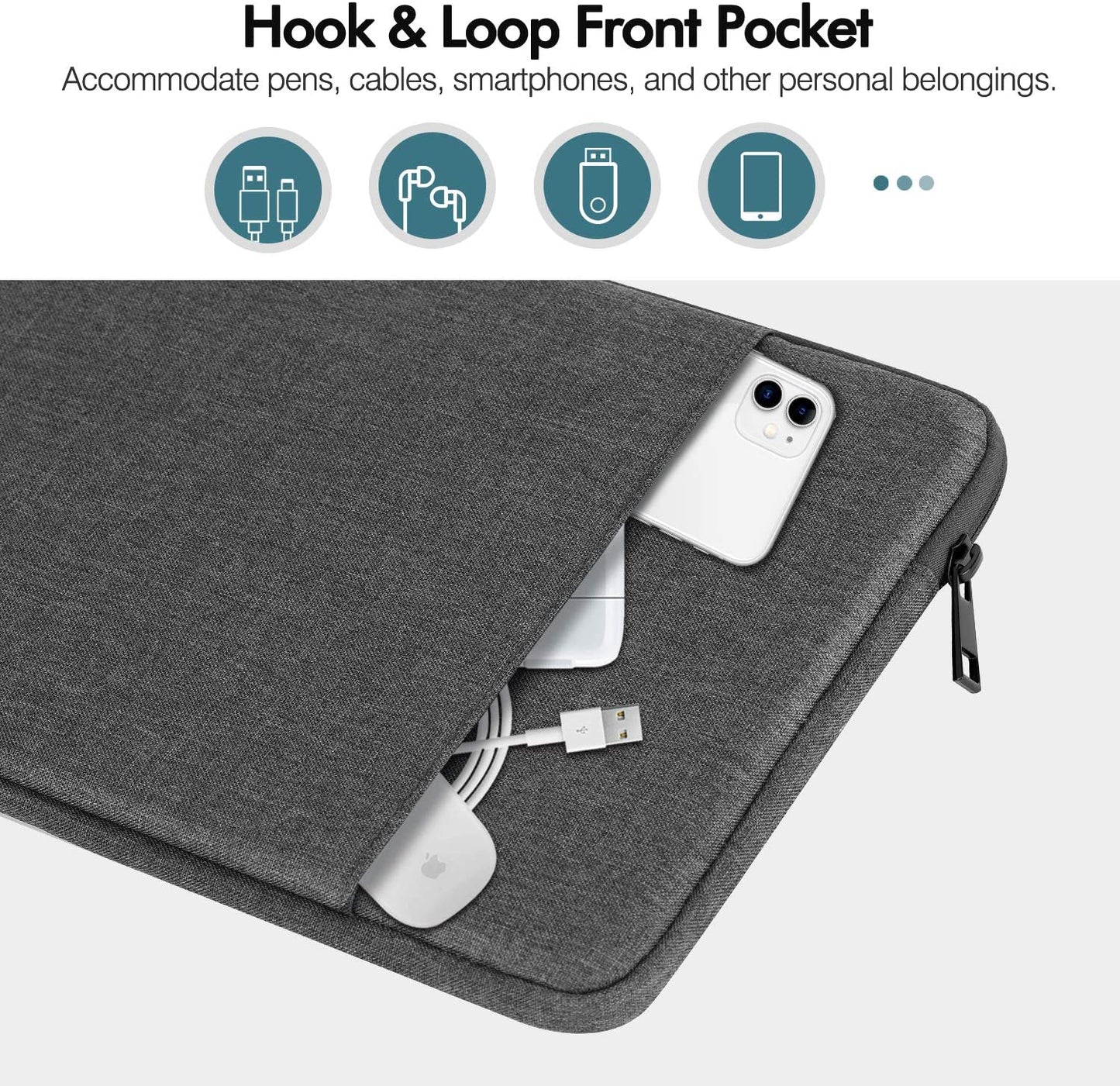 Like A New MoKo 9-11 Inch Tablet Sleeve Bag Carrying Case Fit iPad air 5 10.9" 2022, iPad Pro 11 2021-2018, iPad 9/8/7th Gen 10.2, iPad Air 4 10.9, iPad Air 3 10.5, Tab S8/S7/A7 Lite/Tab A 10.1, Dark Gray