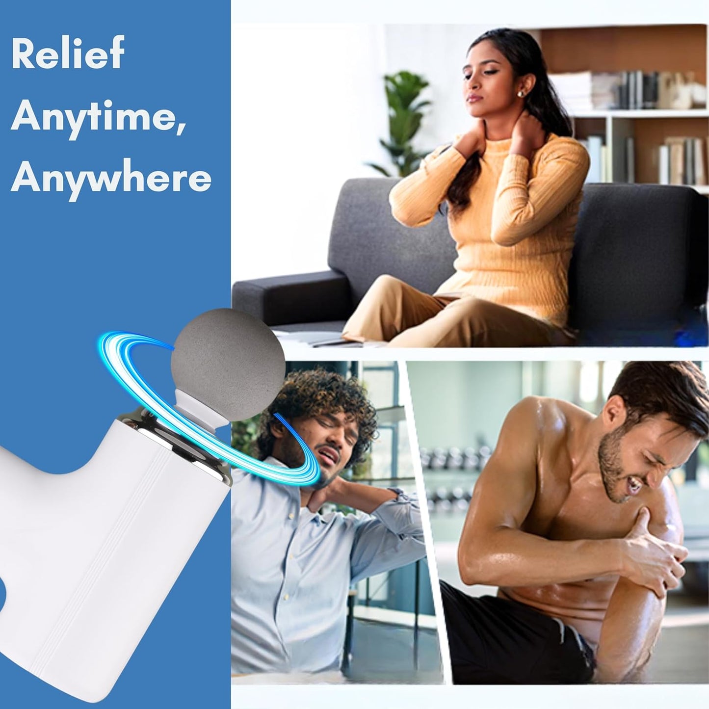 Massage Gun Deep Tissue, Muscle & Body Pain Relief | Special Body Massager for Pain Relief | Massage Gun for Back Leg & Full Body, Neck, Shoulder, Back, Foot | 4 Specialized Heads For Full Body Pain Relief