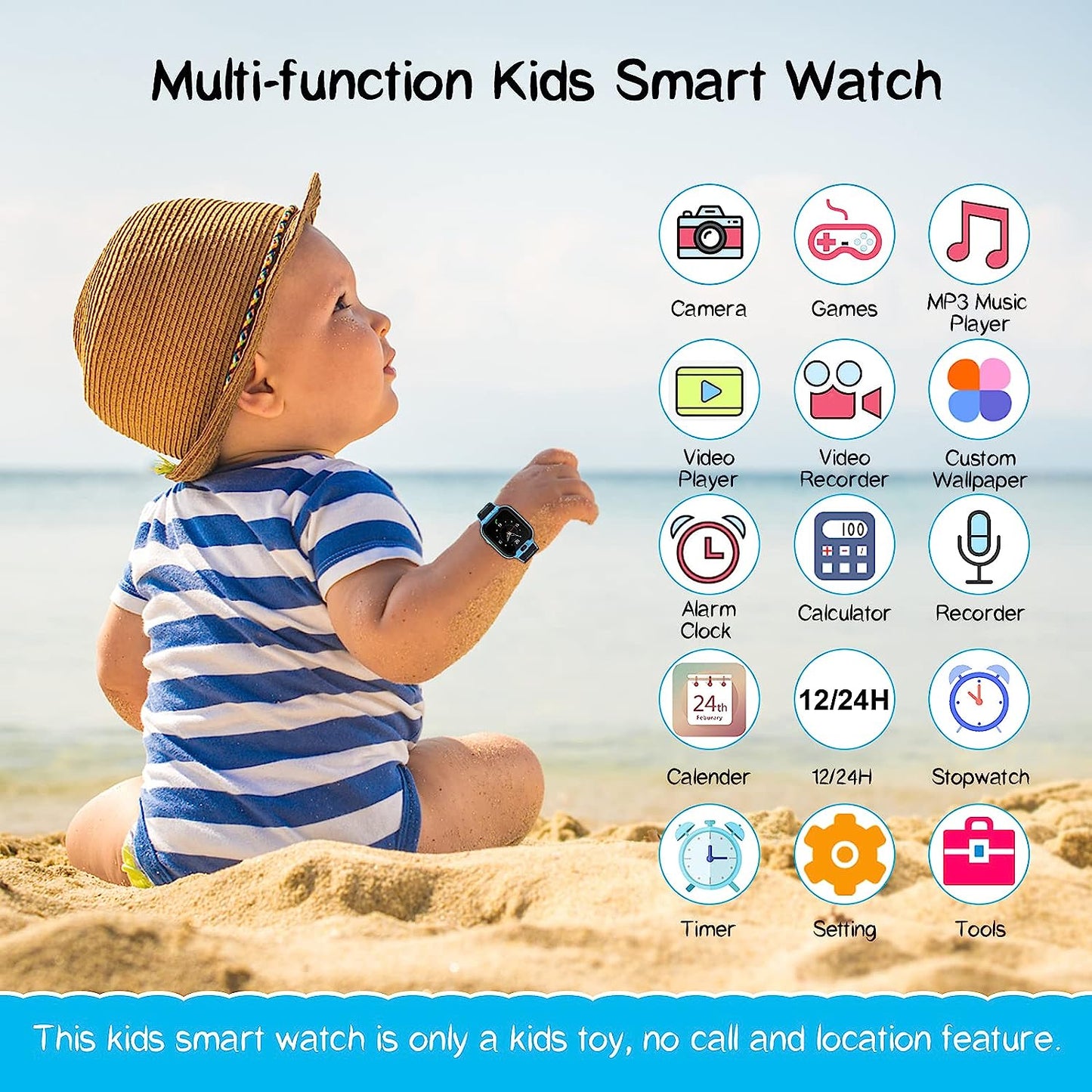 Vannico Kids Smart Watch, Smart Watch for Kids with HD Camera 16 Games Video, Alarm Music Smartwatch Toys for Girls & Boys 4-12Y Childrens Birthday Gifts