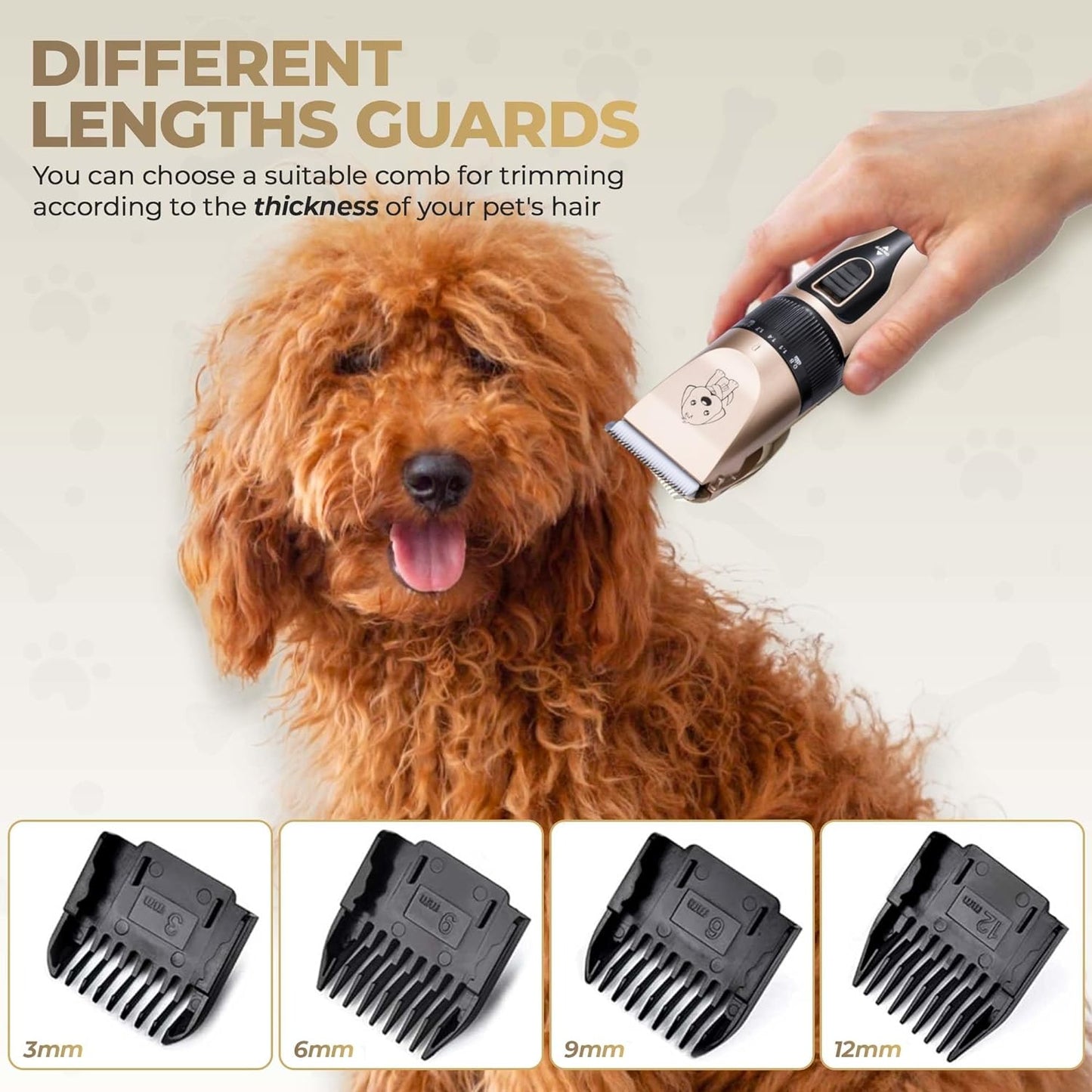 Dog Clippers Professional Grooming Clipper Kit - Rechargeable Low Noise Cordless Pet Clippers - Professional Dog Pet Hair Trimmer Kit for Dogs, Cats and Other Pets