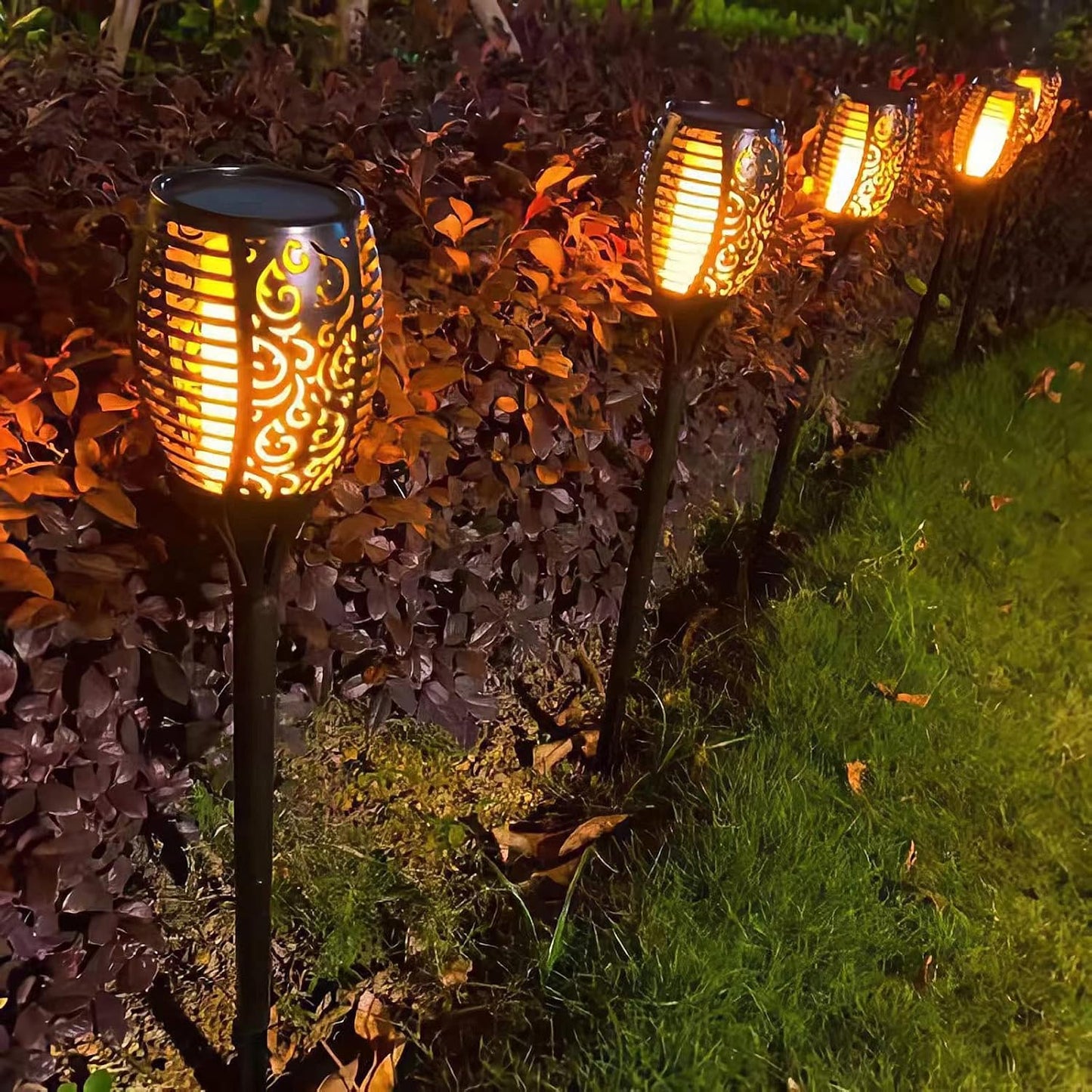 4 Pack Led Solar Torch Light with Flickering Flame, Outdoor Waterproof Solar Torches Stake Lights, Auto On/Off Solar Garden Lights Decorations (4 Pack)