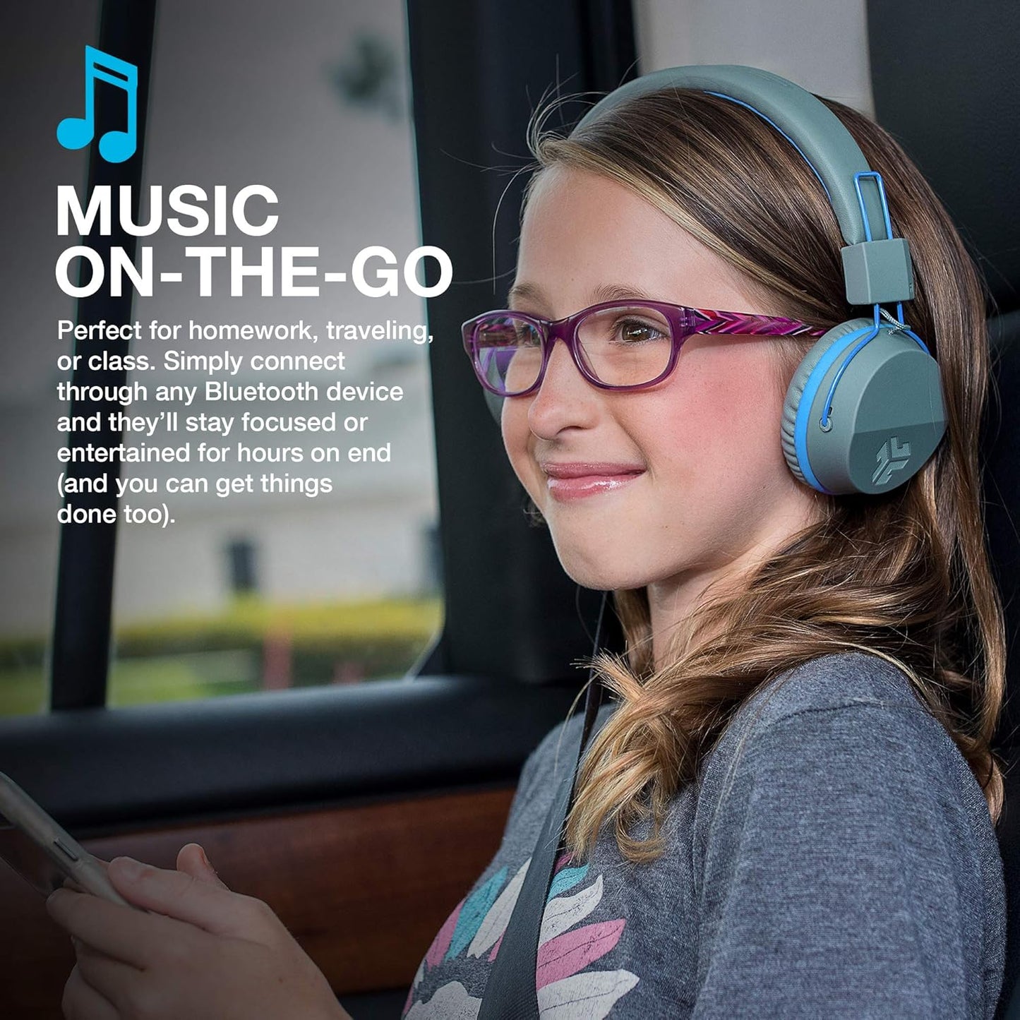 JLab JBuddies Studio Kids Headphones Wireless - Bluetooth Headphones Kids for Boys & Girls, Volume Limited Childrens Earphones with Mic, 24+ Hr Playtime, Noise Isolation, Sharing & Wired Mode