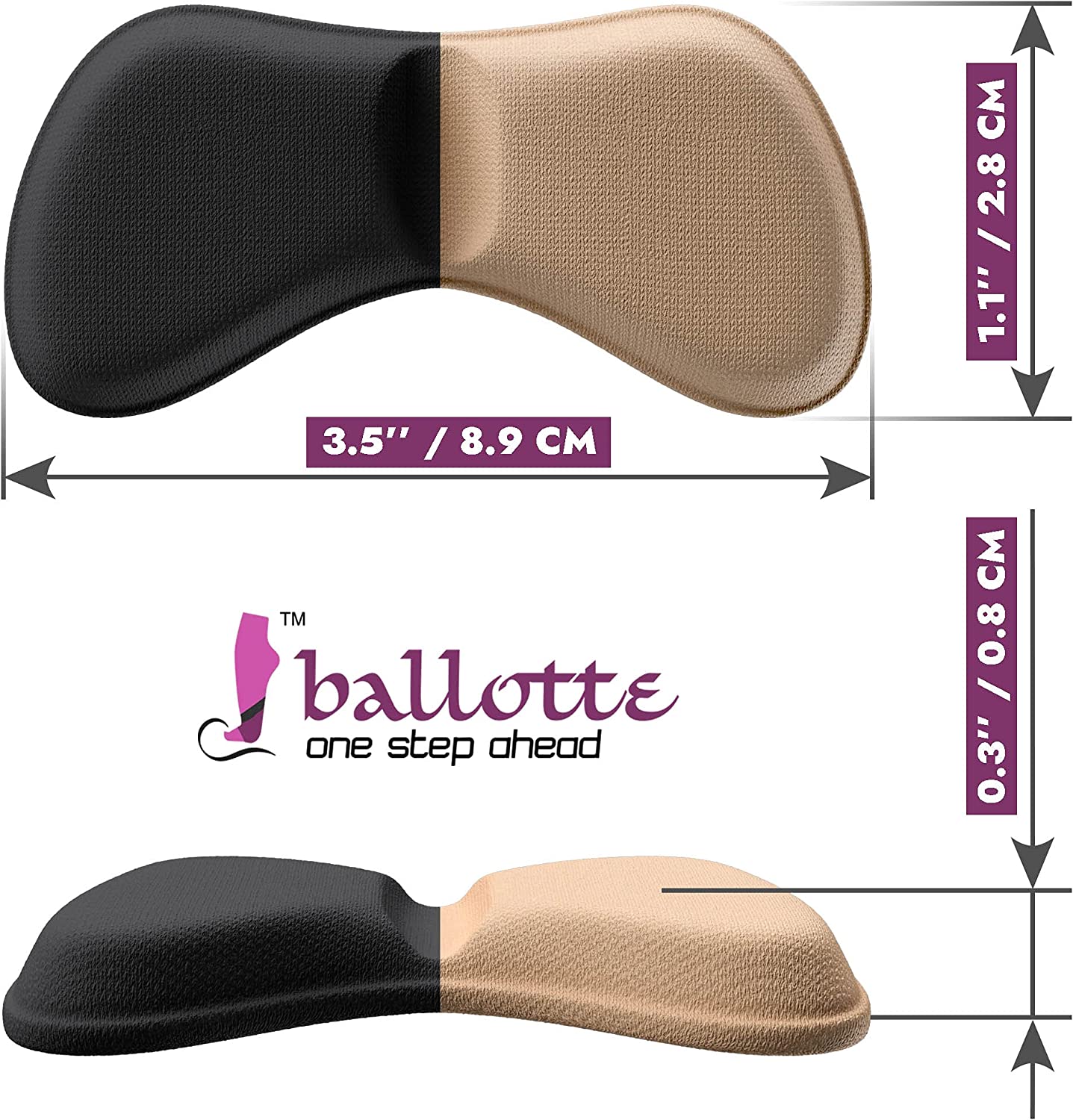 Ballotte Heel Cushion Pads (12 pieces) - Heel Grips For Women Shoes, Back Of Heel Pads For Shoes That Are Too Big, Shoe Heel Inserts For Women/Men, Heel Liners, Shoe Filler, Shoe Pads For High Heels