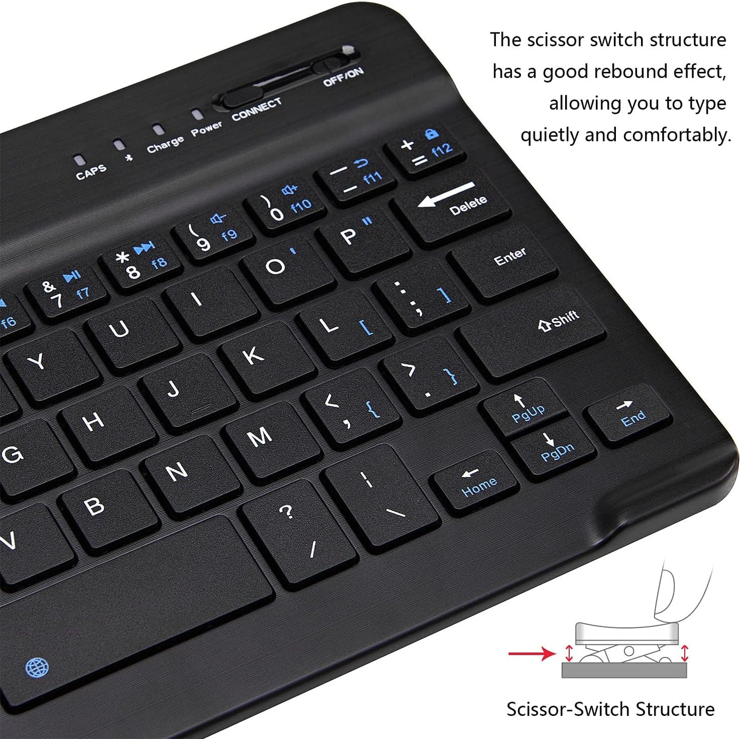 Ultra-Slim Bluetooth Keyboard Portable Mini Wireless Keyboard Rechargeable for Apple iPad iPhone Samsung Tablet Phone Smartphone iOS Android Windows (7 inch Black)