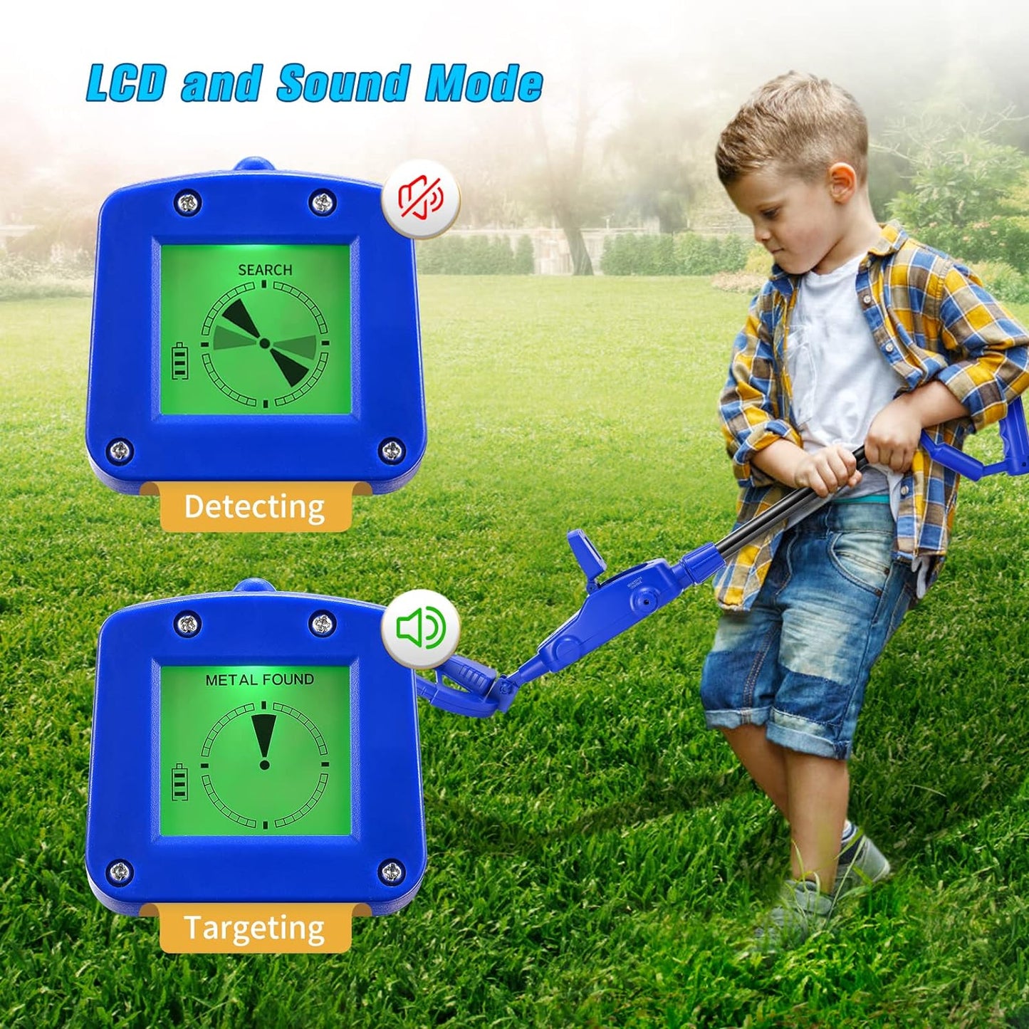 Metal Detector Kids, Adjustable High Sensitivity Metal Detectors for Kids, Lightweight Kids Metal Detector with Waterproof Coil, LCD and SOUND Indication, Beginners Metal Detector for Gold