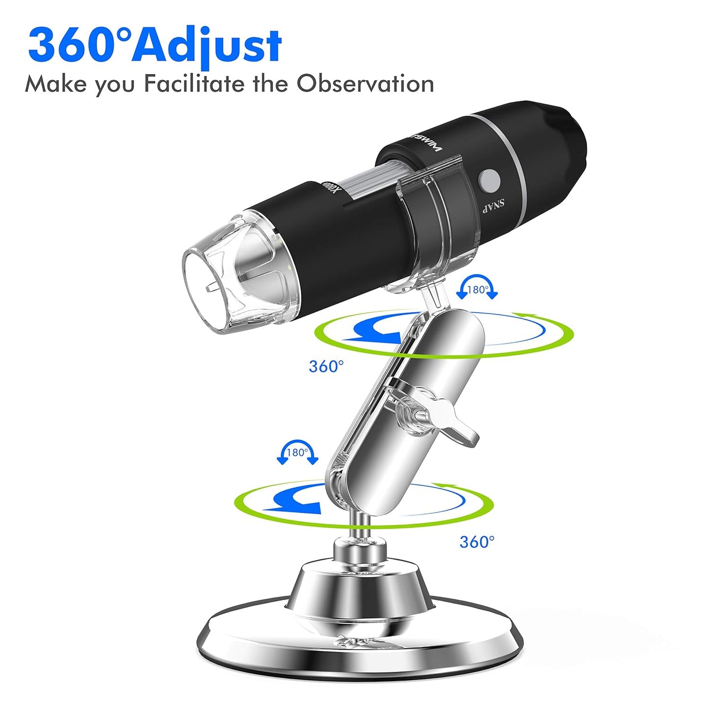 USB Digital Microscope, Lightswim 50x and1000x Mini Pocket Handheld Magnification with HD 1080P 2MP Camera, with 8 LED lights for Smartphone/Tablet/PC (Getting Start up Level, NOT iPhone/iPad, Black)