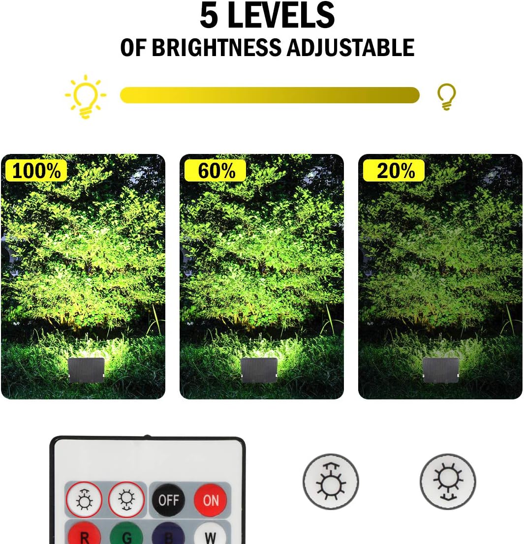 100W RGB LED Flood Lights, T-SUNUS Colour Changing LED Security Garden Light with Remote Control, 16 Colours & 4 Modes, Waterproof Floodlight with UK Plug & Remote Control, Pack of 2