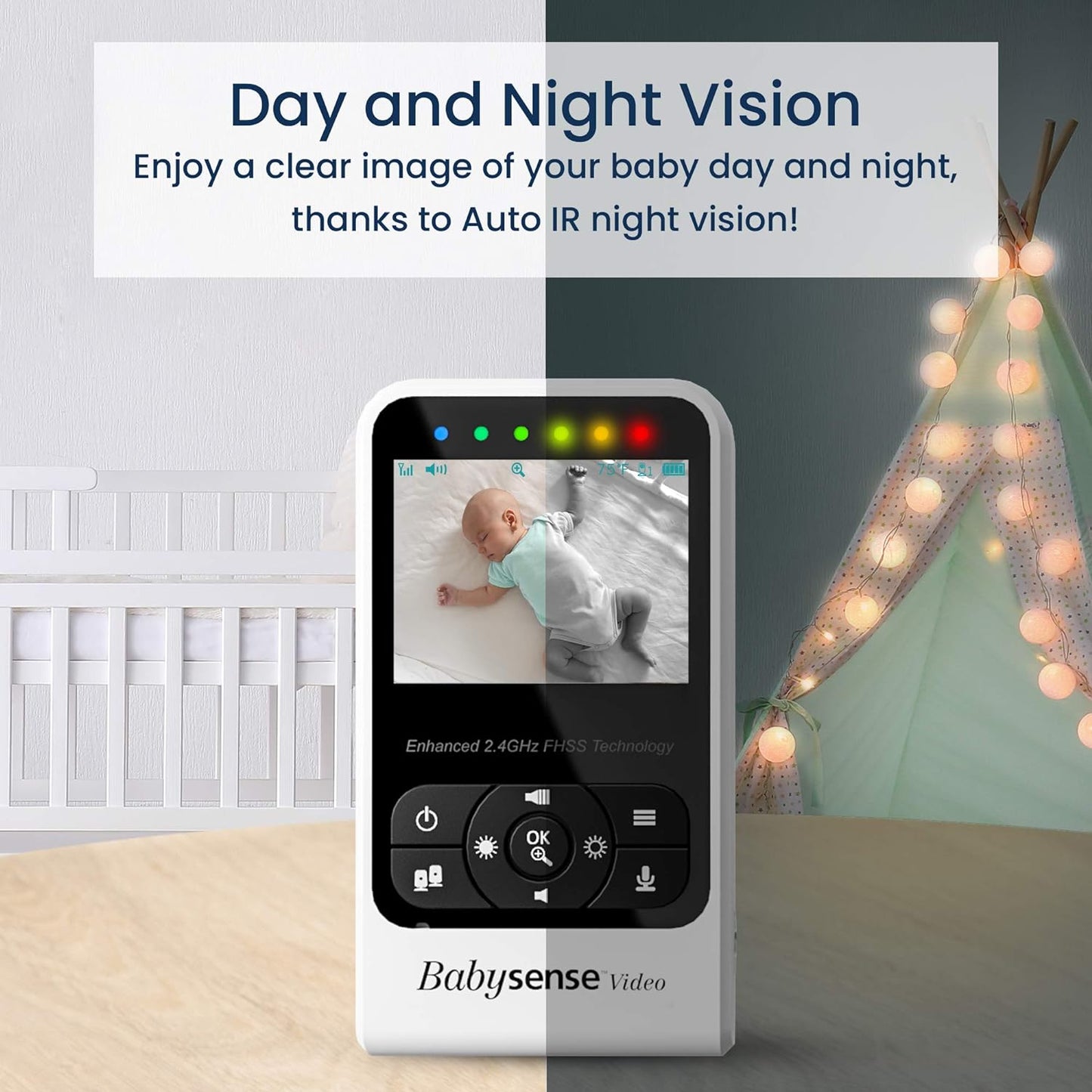 Babysense New Video Baby Monitor with Camera and Audio, Supplied with Two Cameras, Long Range, Room Temperature, Infrared Night Vision, Two Way Talk Back, Lullabies and White Noise, Model V24R_2