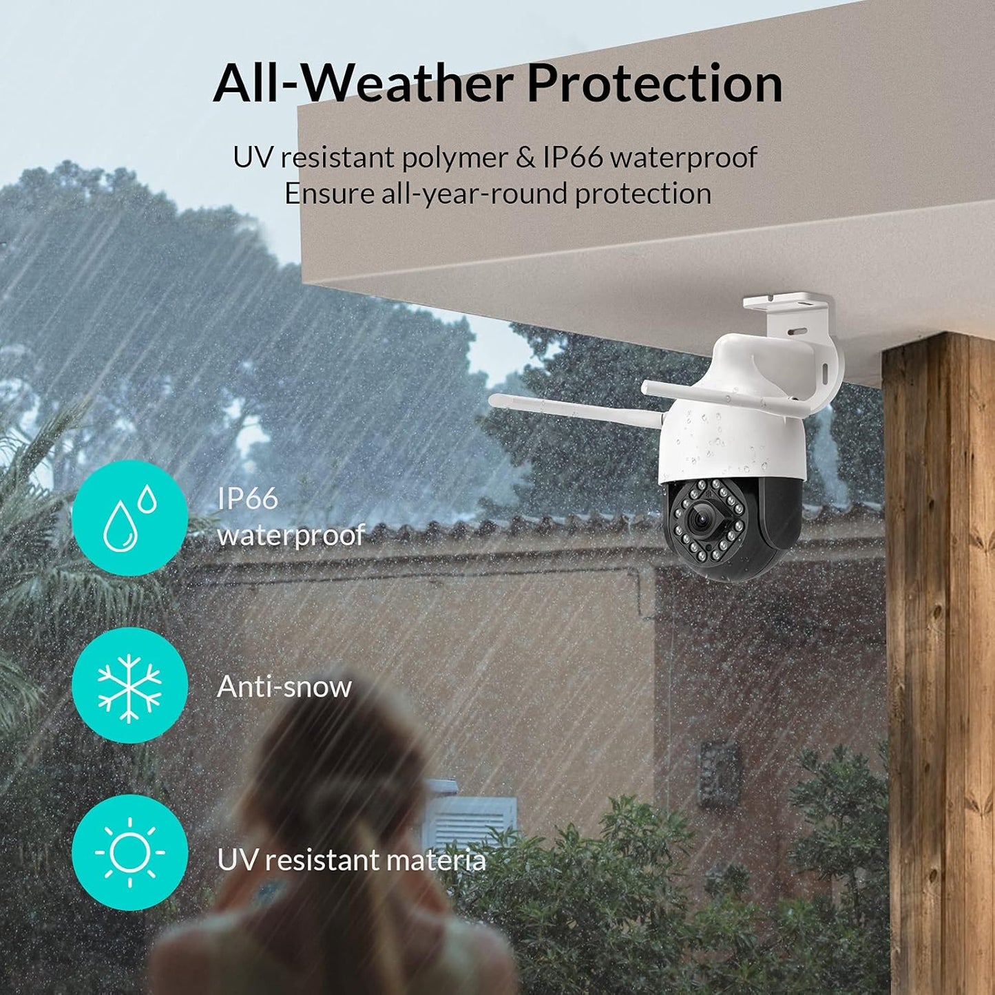 Like a New Condition NETVUE Security Camera (Without Box) Outdoor 360° View, CCTV Camera Outdoor with Clear IR Night Vision, WiFi Outdoor Camera, Outdoor Security Camera, 2-Way Talk, Motion Detection, Compatible with Alexa, Waterproof