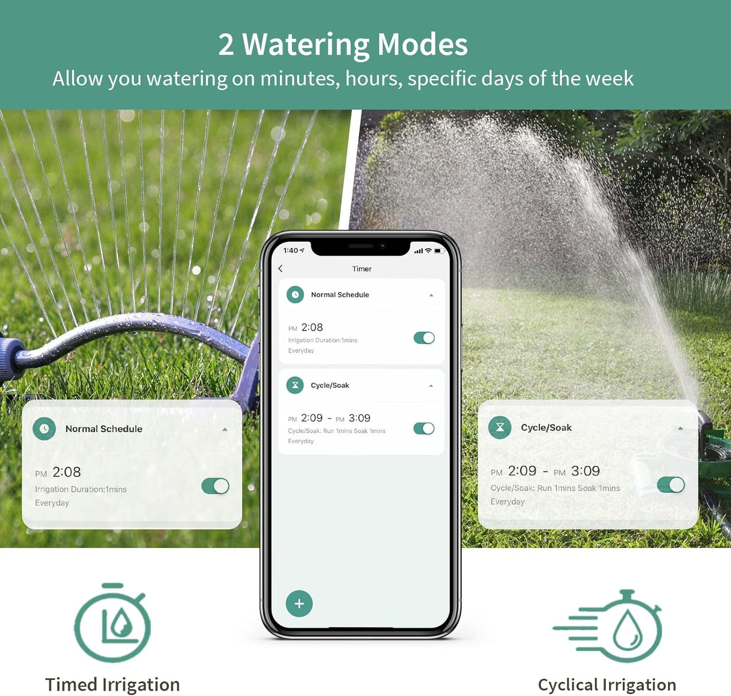 DIIVOO Bluetooth Water Timer for Garden Hose, Diivoo Smart Sprinkler Irrigation Timer with Timing, Frequency, Duration and Rain Delay for Outdoor Garden Lawn Pool Watering