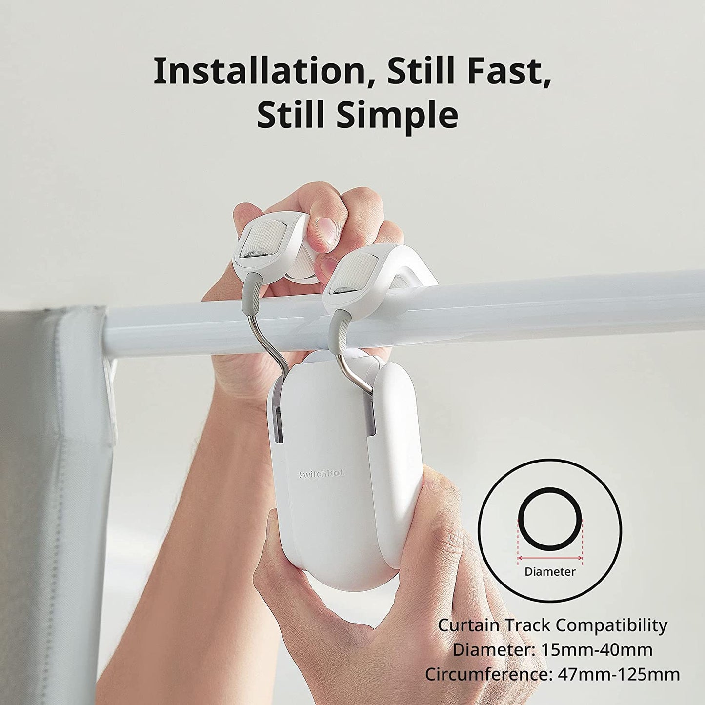 SwitchBot Curtain Smart Electric Motor - Wireless App Automate Timer Control, Add SwitchBot Hub to Make it Compatible with Alexa, Google Home, IFTTT (Rod2.0 Version, White)