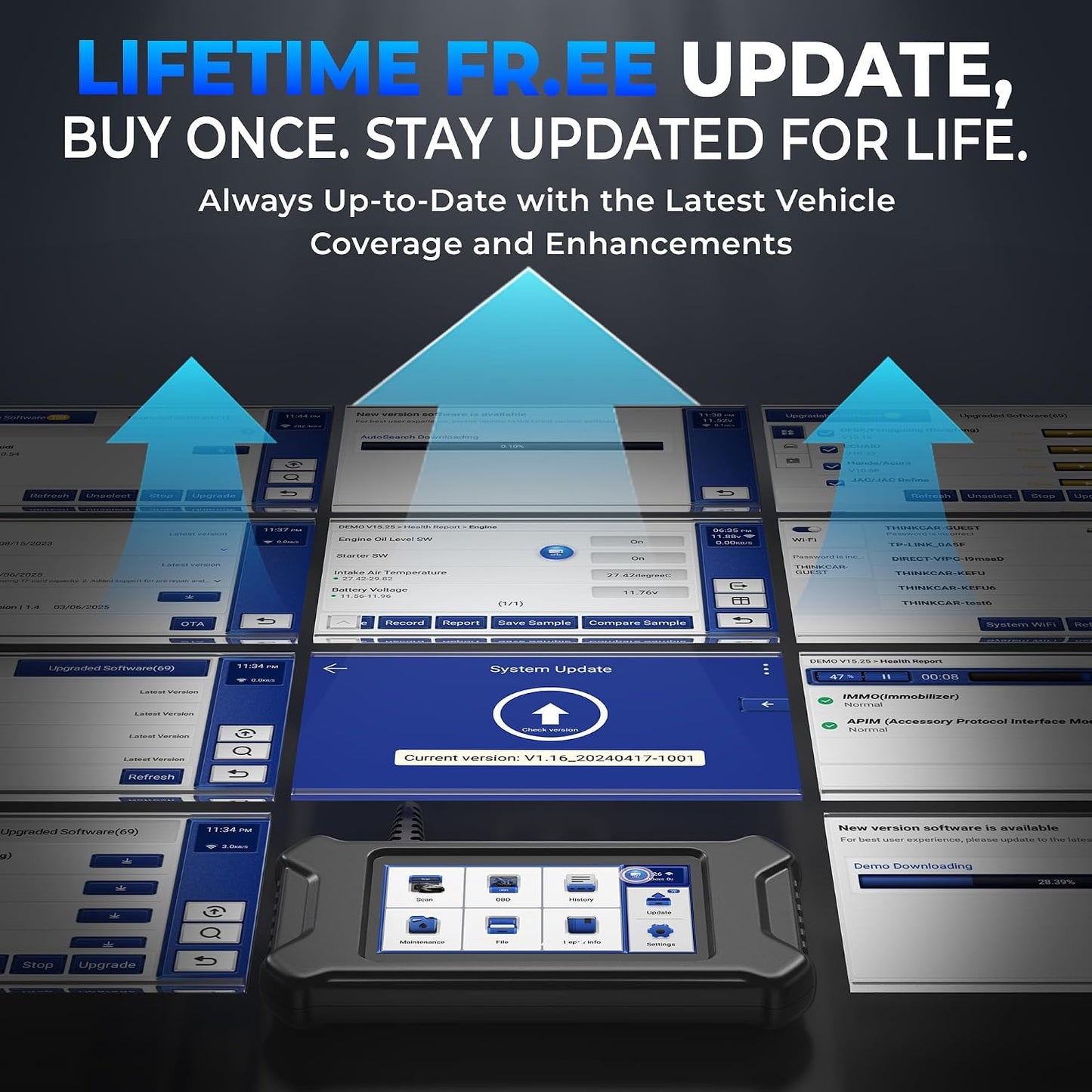 MUCAR CS6 OBD2 Scanner Diagnostic Tool, Engine Transmission BCM Car Scanner, ABS Code Reader, SRS TPMS Scan Tool, 7 Reset Service, Oil/EPB/SAS/TPMS/DPF/Throttle/ABS Bleed, Auto VIN, Free Update