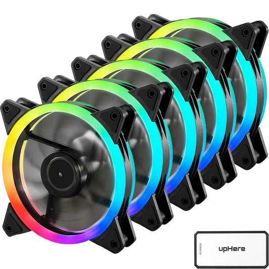 upHere Pack Off 5 120mm RGB Series Case Fan,Quiet Edition High Airflow LED Case Fan for PC Cases-5 Pack