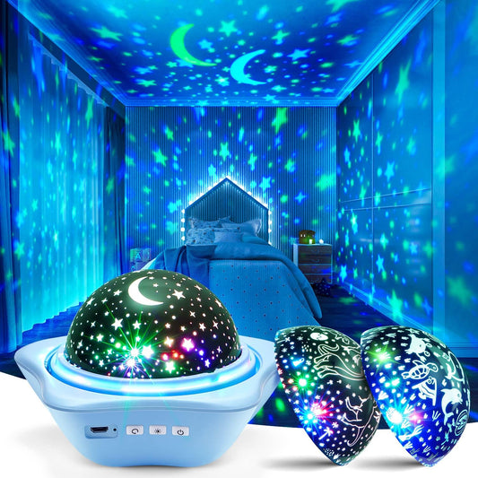 One Fire Night Light for Kids, 48 Lighting Modes Star Lights for Bedroom, 360° Rotating+3 Films Baby Night Light Projector, USB Rechargeable Kids Night Lights for Bedroom, Star Lights for Room Decor