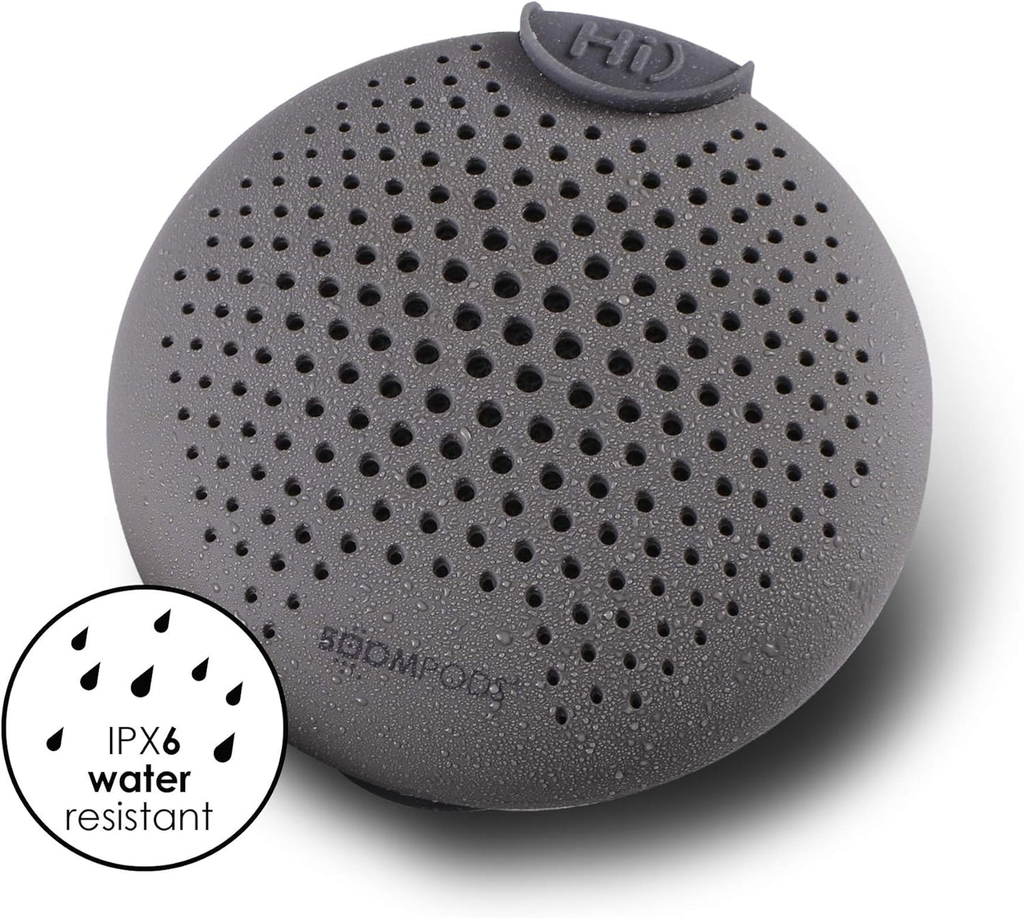 Like A New Boompods Soundclip Wireless Portable Bluetooth Speaker - Alexa Built-In Pocket Speaker, IPX6 Waterproof Rating, Small Indoor/Outdoor Speakers, Great for Garden/Bathroom/Travel, Grey