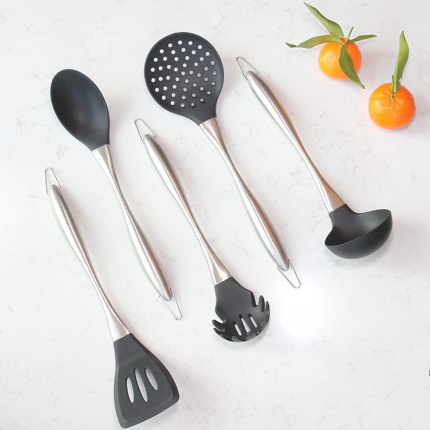 Silicone Cooking Utensil Set, 8 Piece Kitchen Utensils Set by TrueChef, Non-stick Heat Resistant Kitchen Gadgets Cookware with Brushed Stainless Steel Handle