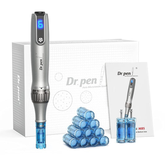 Dr.Pen Ultima M8S Microneedling Pen: Wireless Microneedle professional Skin Pen for Face & Body & Hair Beard Growth - 6 Replacement Cartridges