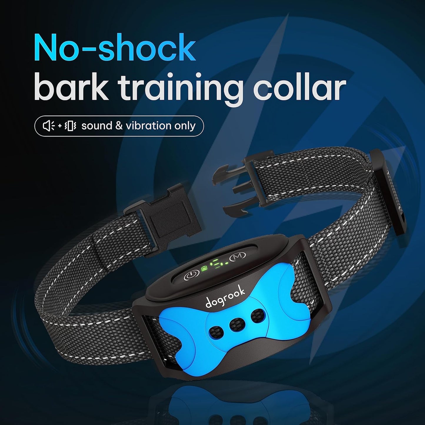 DogRook Dog Bark Collar - Rechargeable Smart Anti Barking Collar for Dogs - Waterproof No Shock Bark Collar for Small/Medium/Large Dogs - Anti Bark Collar for Dogs with 5 Sensitivity Levels