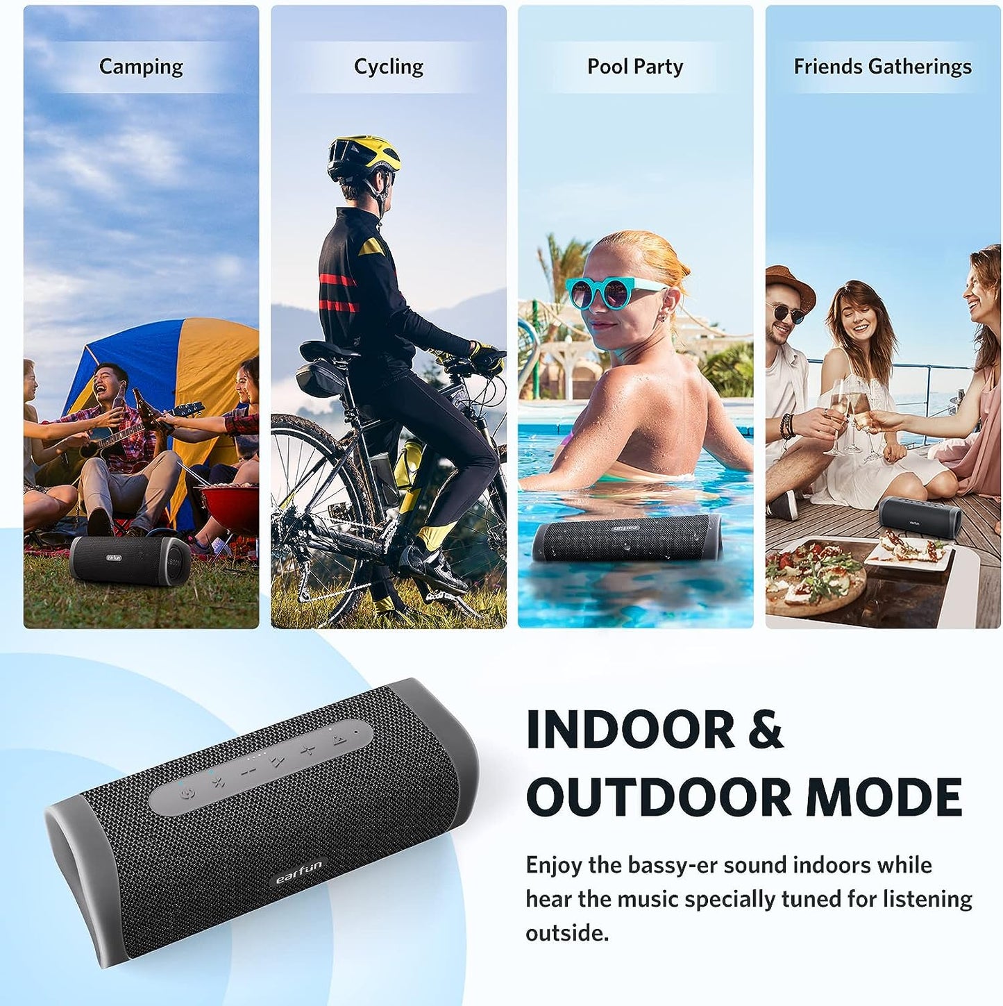 EarFun Bluetooth Speaker, UBOOM L Portable Speaker 28W Loud Stereo Sound, Rich Bass, IP67 Waterproof & Dustproof, Dual Pairing, Built-in Mic, Low Latency, Wireless Speaker for Party, Indoor & Outdoor