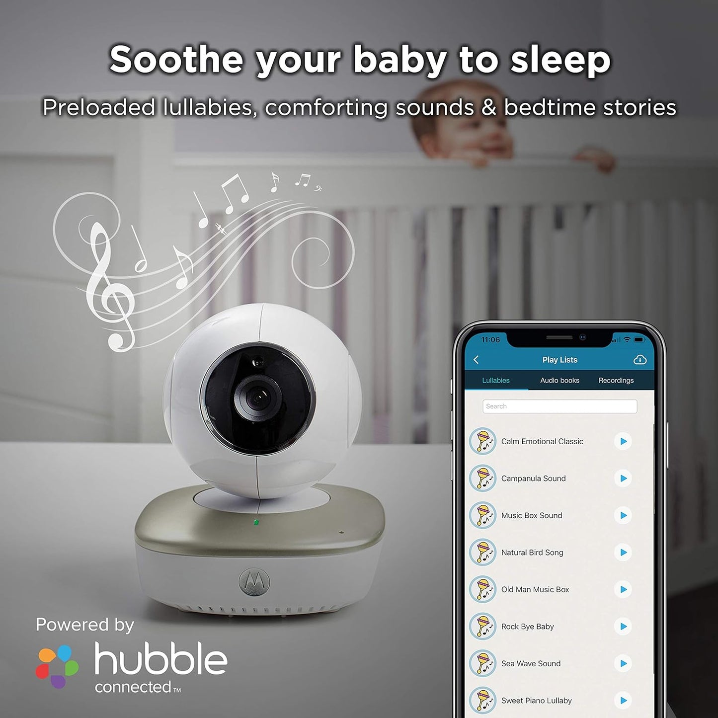 Motorola Smart Nursery Cam Portable Wi-Fi Video Baby Monitor Camera