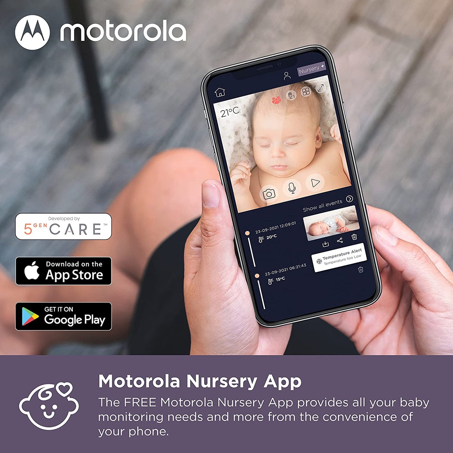 Motorola Baby Monitor VM855-5" WiFi Video Baby Monitor with Camera and Crib Mount, HD 720p - Connects to Smart Phone App, 1000ft Range, Two-Way Audio, Remote Pan-Tilt, Digital Zoom, Room Temp, Music