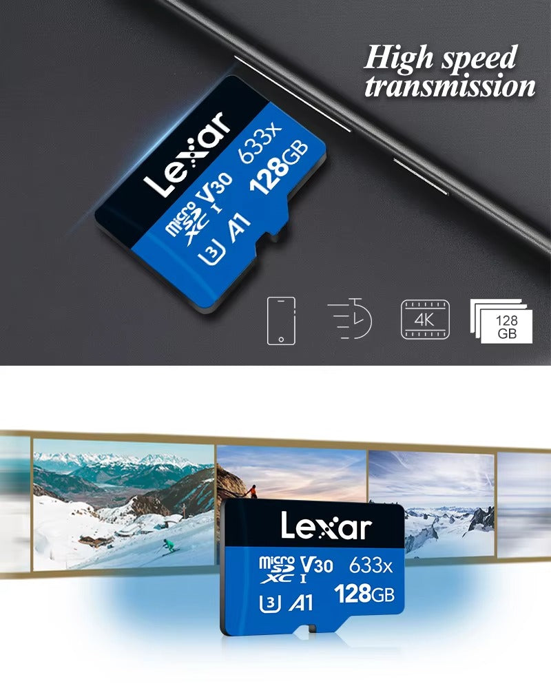 Original Lexar Memory Card 633x 32GB 64GB 128GB 256GB Read Speed up to 95MB/s Class 10 Micro SD Card A1 UHS-I TF Micro Sd 4K supported