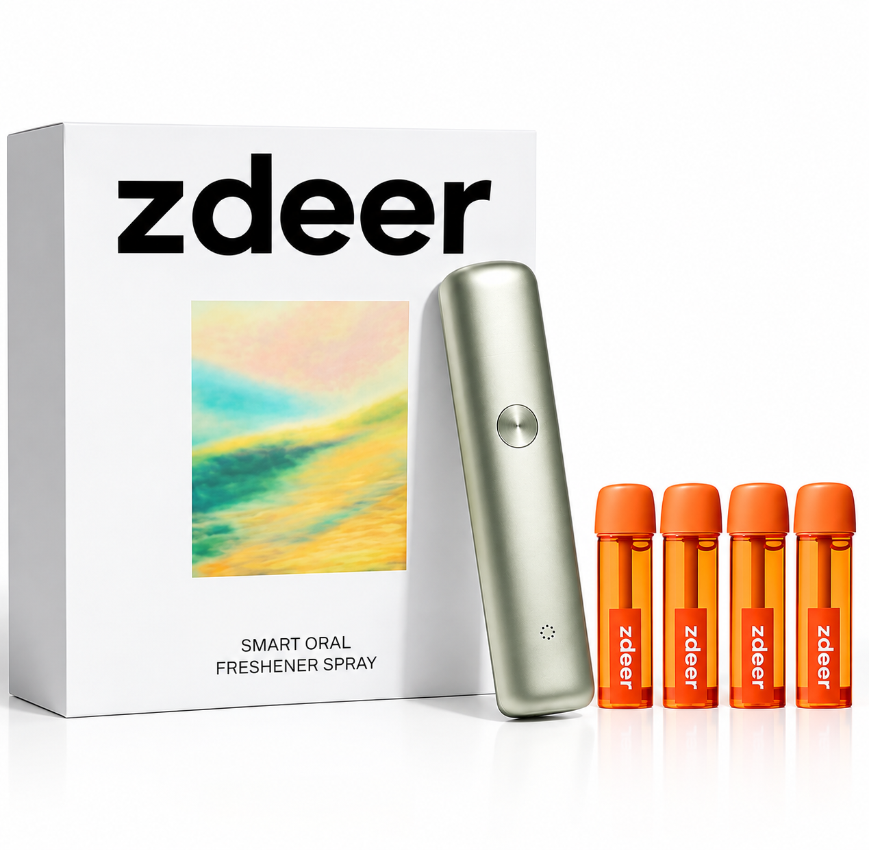ZDEER PW13 Electric Cool Breath Spray, Probiotic Mouth Spray, Oral Spray Alcohol-Free for Fresh Breath & Dry Mouth,Rechargeable, 4 Flavor Cartridges, Travel Size, Ideal for Dating Office Daily Use
