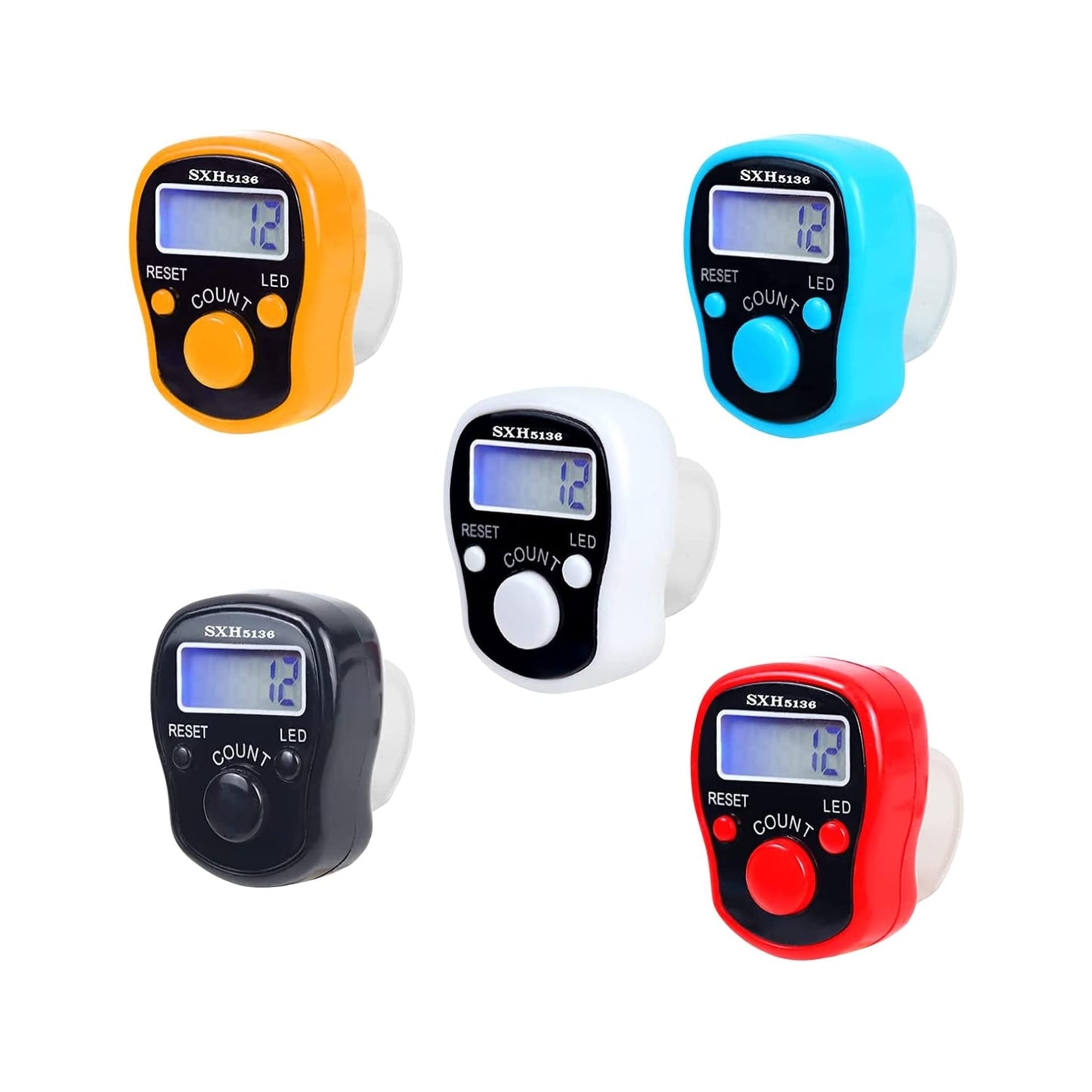 5pcs Finger Counter -Islamic Tasbih Bead- 5 Digital LED Electronic Handheld Tally Counter Clicker with Case Mechanical Manual Clicker Number Lap Tracker Counter