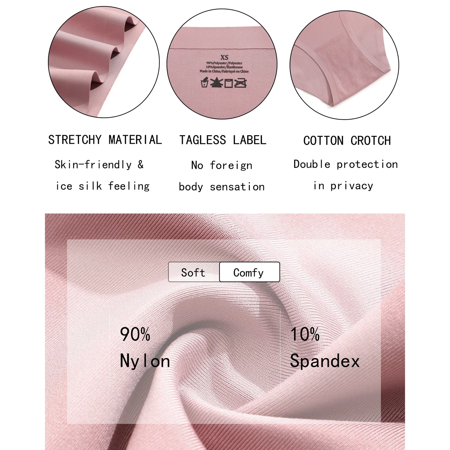 Finetoo Seamless Underwear For Women No Show Stretch Bikini Panties Soft Hipster Briefs XS-XL 5 Pack