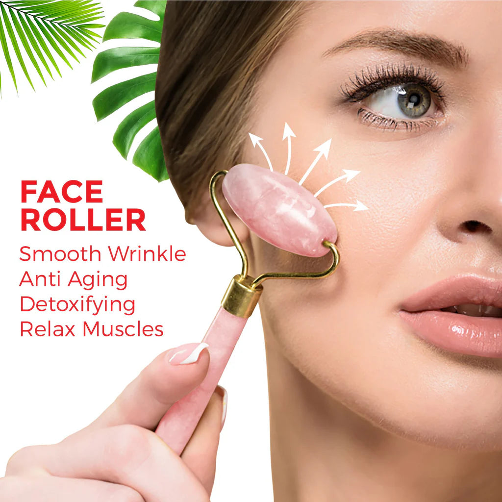 Rose Quartz Roller - 100% Premium Quality Rose Quartz Roller for Face Stunning Box perfect for Gift. Jade Roller alternative.