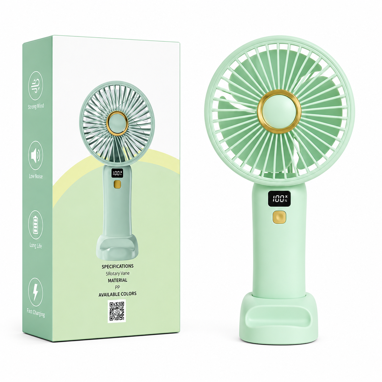 WEGO Smart Mini Portable Handheld Fan WG-9913 – Rechargeable USB Cooling Fan with Digital Display, 5 Speed Modes, Low Noise Operation, Long Battery Life, Fast Charging & Compact Travel Design for Home, Office & Outdoor Use