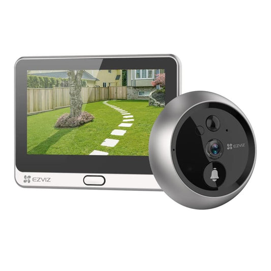 EZVIZ DP2C Door Bell Peephole Camera - 1080P Video, 4.3" Color Screen, Wireless Front Door Camera with Built-in Chime, Rechargeable Battery, Two-Way Talk, PIR Motion Detection, Metal Housing, Cloud/SD 256GB