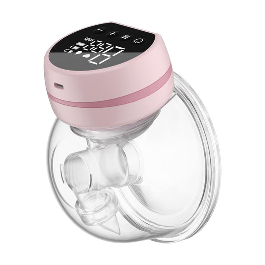 TOVVILD Electric Breast Pump Hands Free - Low Noise & Painless, Strong Suction, Leakproof Milk, LCD Display, Portable Breast Pump with 3 Modes 9 Levels Rechargeable Single Milk Extractor 24mm (Pink)