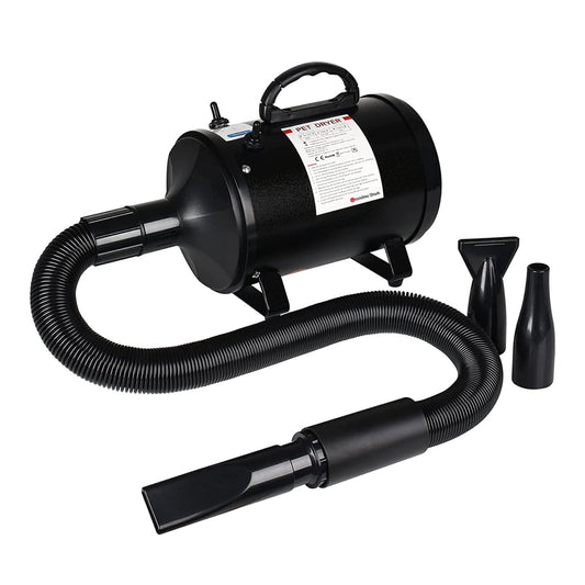 GRANDMA SHARK 2800W Pet Hair Dryer, Variable Speed Motorcycle Power Dryer Portable Pet Dryer, Bike Dryer Blower&Blaster with 2 Gear Temperature and Flexible Hose,has 3 nozzle options (Black)