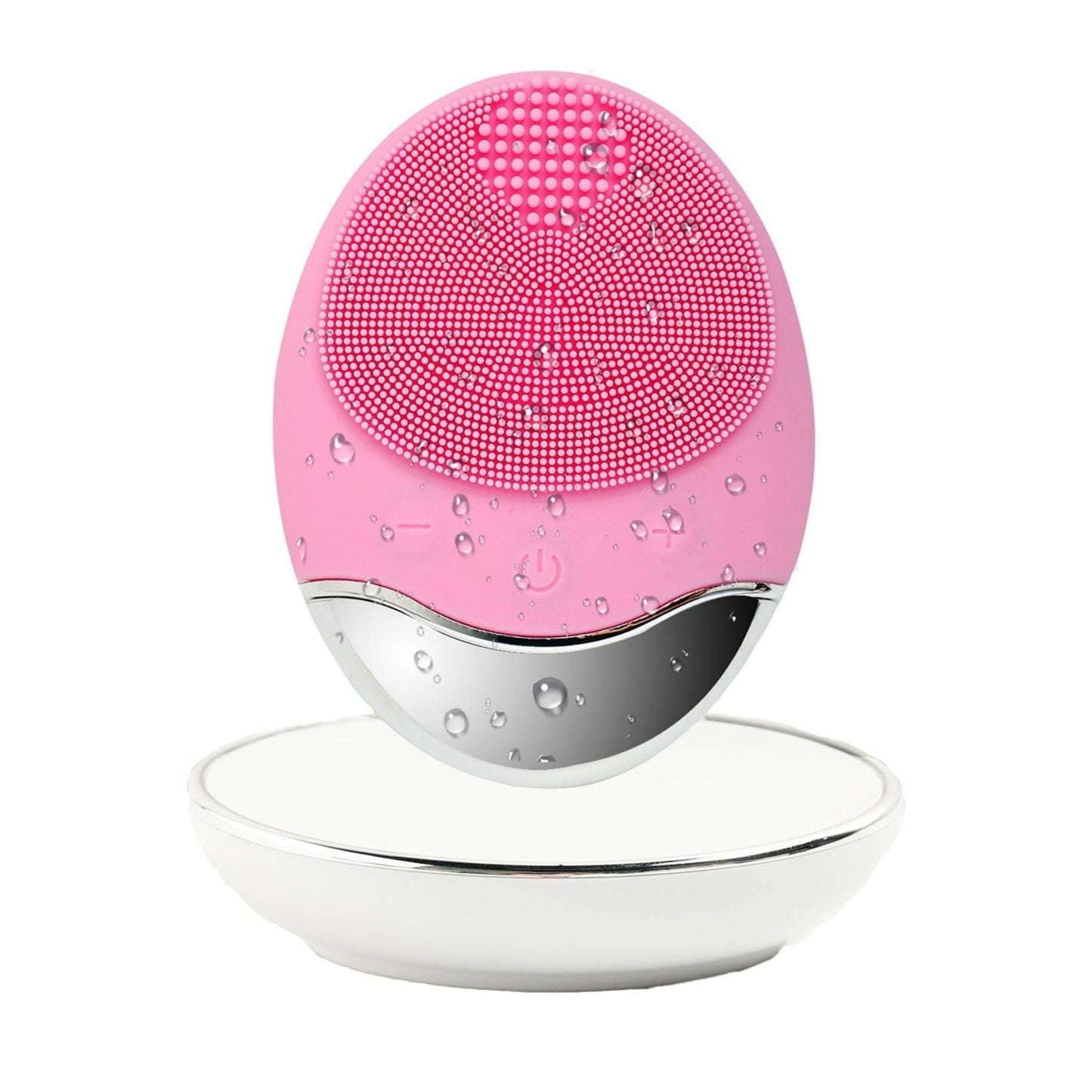 Sonic Silicone Facial Cleansing Brush - Electric Face cleaner Scrubber Massager for Gentle Exfoliating, Deep Cleanse, Skin Care - IPX7 Waterproof and Rechargeable (Pink)