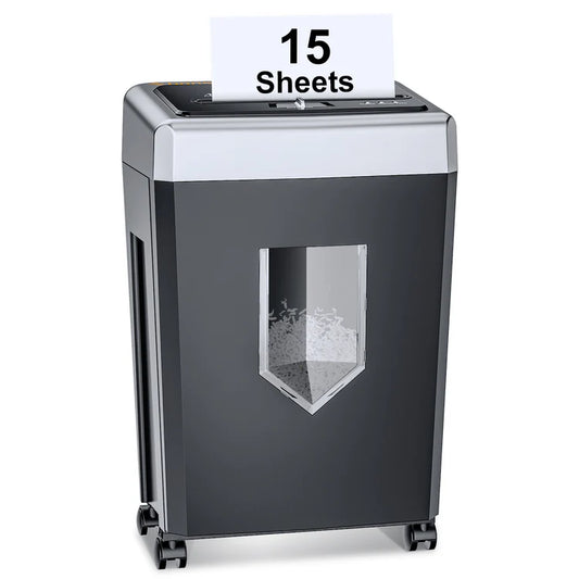 Like A New Bonsaii 15-Sheet Cross-Cut Office Paper Shredder 40-Minute Heavy Duty Shredder Shreds CDs/Credit Cards With 4 Casters (USED) BS-169B